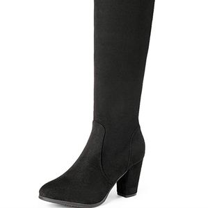 DREAM PAIRS Women's Thigh High Over The Knee Fashion Boots Block Mid Heel Long